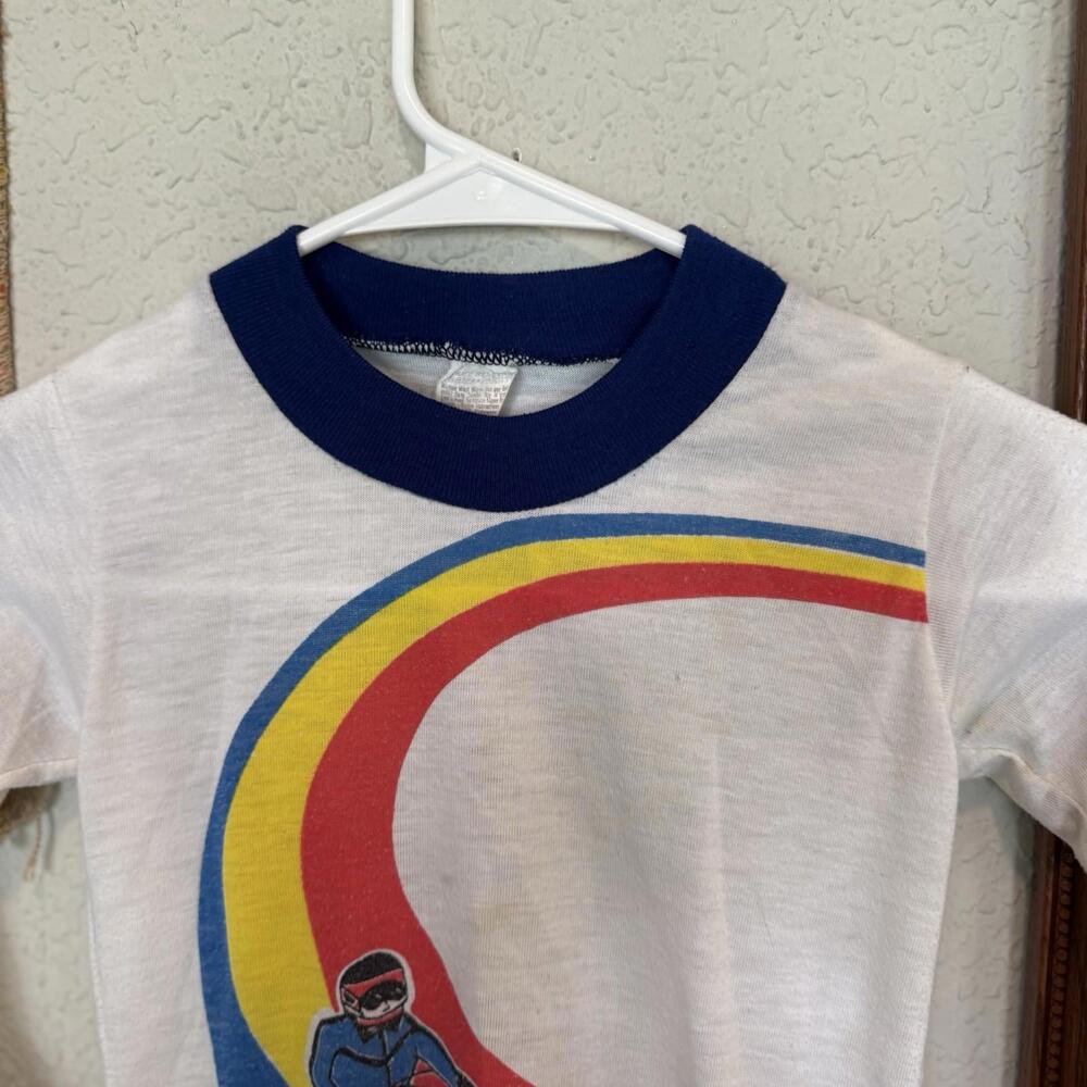 Vintage 70s/80s RARE Colorful Snowmobile Winter Surfing Shirt Size Kids Small - Picture 3 of 6